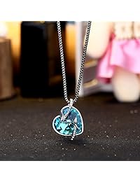 Turantu - Collar con colgante de delfín con corazón del océano y cristales de Swarovski