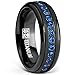 Black Titanium Men's Eternity Ring Band With Deep Blue Cubic Zirconia CZ, Size 12