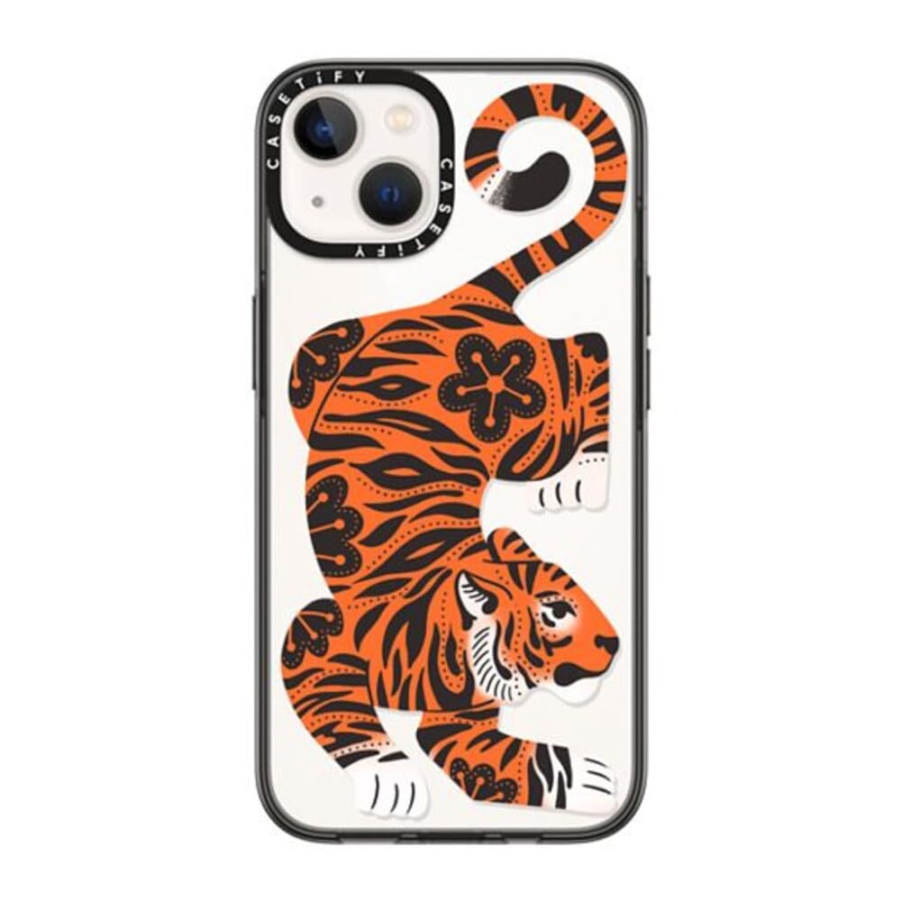 CASETiFY Compact iPhone 14 Case [2X Military Grade Drop Tested / 4ft Drop Protection] - Fierce Tiger - Clear Black — image 1