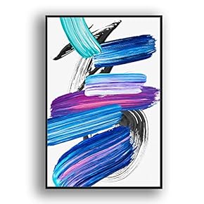 Framed Canvas Wall Art for Living Room, Bedroom Colored Brush Canvas Prints for Modern Home Decoration Ready to Hang - 16"x24" inches