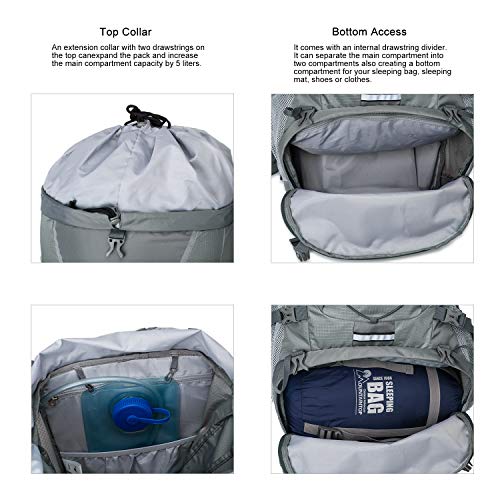 Mountaintop 70L/75L Internal Frame Hiking Backpack (75LGray) Pricepulse