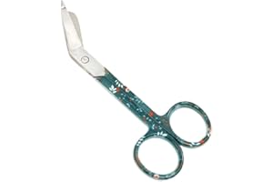 CYNAMED Artzone Bandage Scissors Premium Quality - Great for Home and First Aid (Various Patterns) (Leaves Green, 5.5 in)