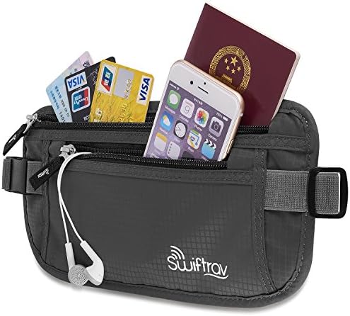 Swiftrav RFID Blocking Travel Money Belt - Concealed Wallet Passport holder with bonus Luggage Tag