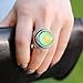 Mood Rings Antique Sterling Silver Plated Big Round Stone Ring Color Change Mojo MJ-RS045