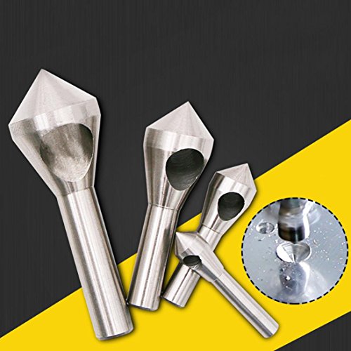 Tsmile 4 Pcs/Set Deburring Countersink Drill Bit Taper Hole Steel Aluminum Countersunk (Silver) - Thumbnail 6