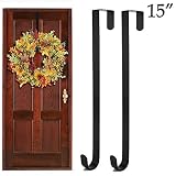 Wish Wreath Hanger Over-The-Door Hooks for Clothing, Towels, Christmas Wreaths, Bags Organization and Parties Decorations - 15" L, Holds Up to 10 Lbs (2 Pack)