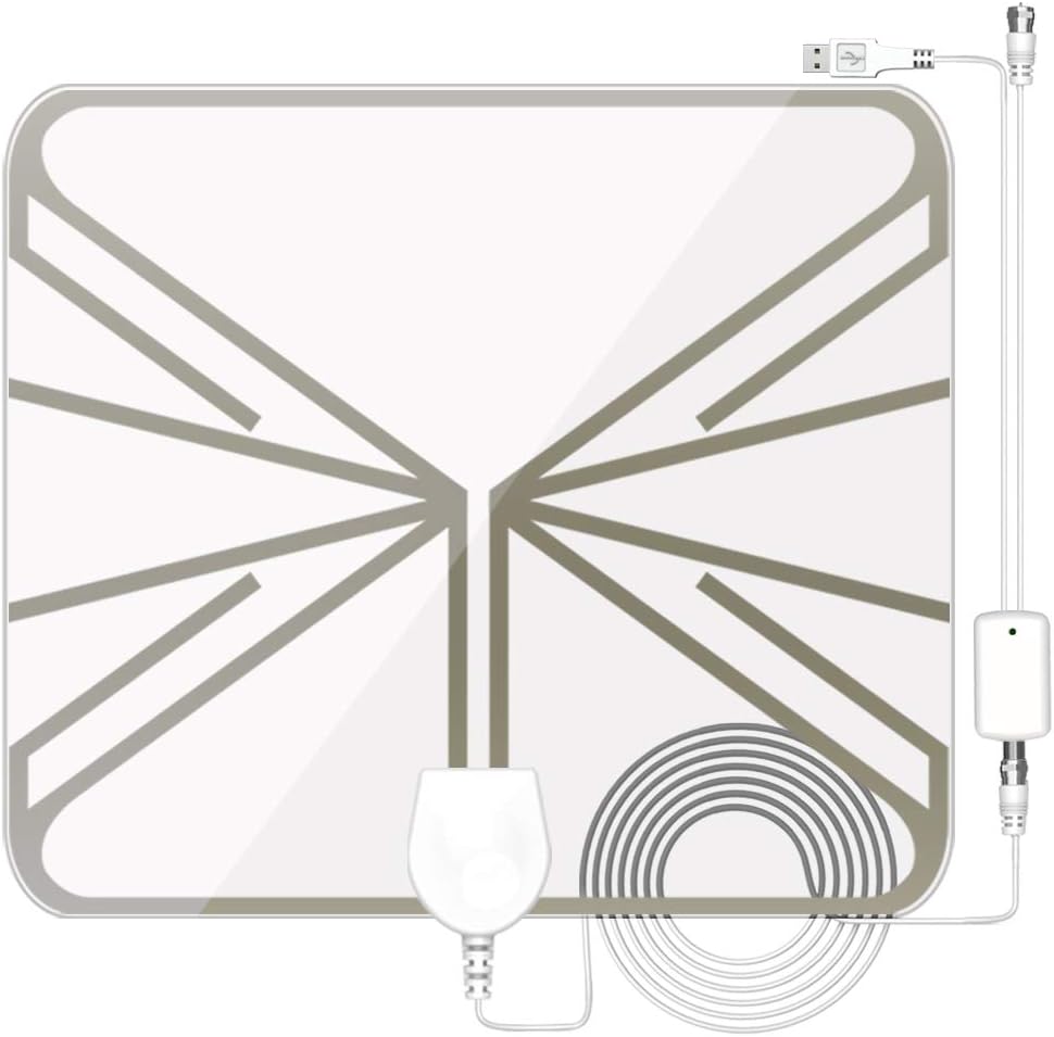 Indoor TV Antenna, PUPGANG Digital HD Amplified HDTV Antenna up to 100 Miles Range Free Local Channels 4K HD 1080P VHF UHF All TV's with 2019 New Amplifier Signal Booster and 16ft Coaxial Cable