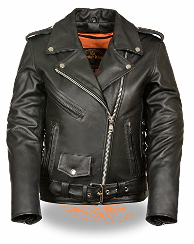 Milwaukee Women's Full Length Motorcycle Jacket with Side Lace (Black, Large)