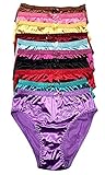 Peachy Panty Lingerie Women's 6 Pack Various Style Of Comfortable Satin Shine Smooth Soft Nylon Panties (XX-Large, Butterfly)