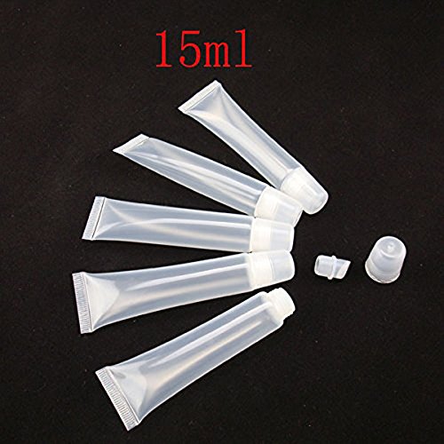 Ewandastore 50PCS 15ml Empty Tubes Lip Gloss Balm Clear Cosmetic Mini Containers