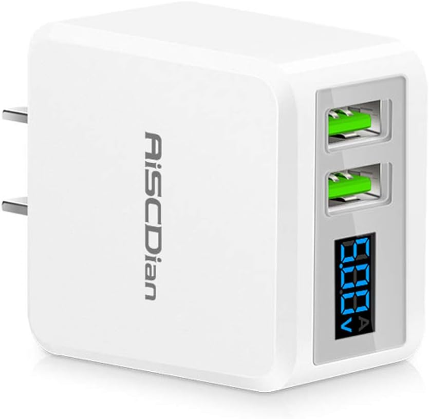 USB Wall Charger, Dual 5V/2.1A USB Ports, Compact Power Adapter with LCD Display, Travel USB Wall Plug for Smartphones, Tablets & Other Mobile Devices …