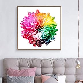Floating Framed Canvas Wall Art for Living Room, Bedroom Vintage Flower Abstract Colorful Painting Canvas Prints for Home Decoration Ready to Hang - 16x16 inches