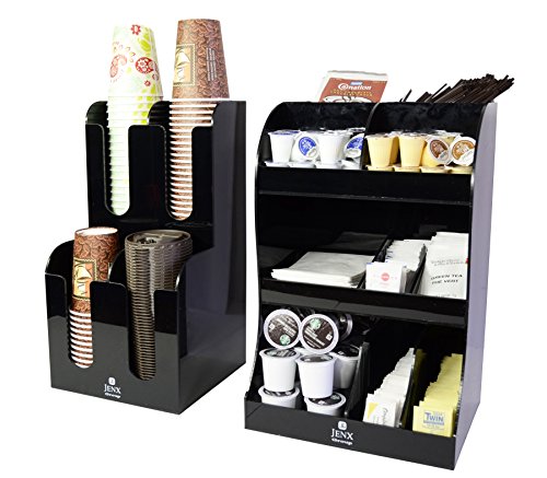 Click Here to See More Images Jenx 2 Piece Combo Acrylic Coffee Condiment and Accessories Organizer for Hotel Cafeteria Restaurant Coffee Tea Shop Office Break-room