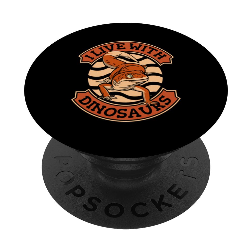 I Live With Dinosaurs Gekkota Crested Lizard Leopard Gecko PopSockets Swappable PopGrip