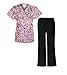 G Med Women's 2 Pieces Printed Scrub Mock Wrap Top and Pant Set