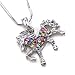 SoulBreezeCollection Multicolor Horse Necklace Pony Mustang Animal Pendant Charm Ladies Women (Multi-Color)