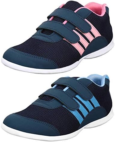 AUTHENTIC VOGUE Women's Combo Pack of 2 Multi-Sports Running/Jogging Shoes in Ultra Lightweight Sole with Double Hook & Loop Fastner & Laces Up- Multi-Colour Combination (Combo Pack of 2)