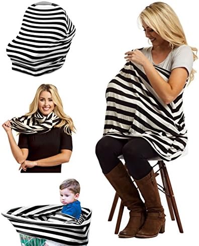 Nursing Breastfeeding Cover Scarf - BEST Use for Baby Car Seat Canopy, Stroller, Shopping Cart, Carseat Covers for Boys and Girls, Sun Shade - Multi-Use Infinity Stretchy Shawl