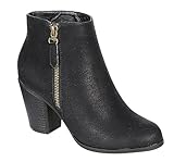 Reneeze Baba-02 Women Fashion Comfy Stacked Chunky Heel Side Zipper Ankle Bootie