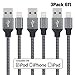 Alster 3Pack 6FT Lightning to USB Cable, Premium Nylon Braided Charging Cable Cord Compatible with iPhone 7/ 7 Plus/6/6s/6 plus/6s plus, iPhone 5/5s/5c,iPad, iPod and More (Black)