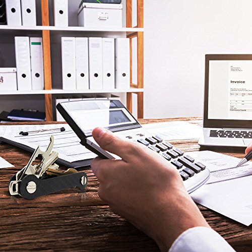 image for Carbon Fiber Key Organizer Keychain - With Mini Pill Holder Bottle Ope