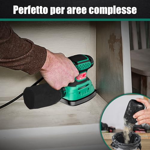 HYCHIKA 140W Wood Sander 13000 OPM Efficient Dust Collecting Sander with 12PCS Sandpaper Ideal for Wood Sanding and Removing Rust and Paint