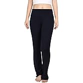 HDE Women's Color Block Fold Over Waist Yoga Pants Flare Leg Workout Leggings