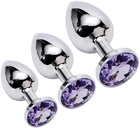 PaeYim 3Pcs/Size Jewelry Birth Stone Design Stainless Steel A-n-a-l Bu-tt Pl-ug(Light Purple)