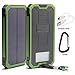 Solar Power, 12000mAh Portable Solar Powered Phone Charger Dual USB Solar External Battery Pack Power Bank for Cellphones With Solar LED Lights For Emergency or As A Camping Light (Green)