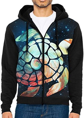 Papar Space Watercolour Turtle Athletics Men's Zip-Front Hoodie Sweatshirt With Drawstrings XXL