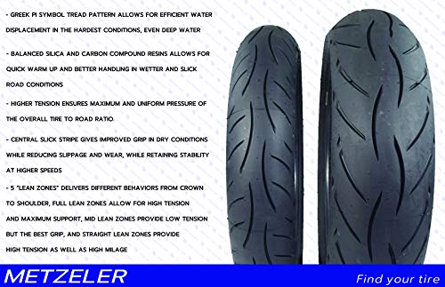Metzeler Sportec M5 Front and Rear Motorcycle Radial Sport Bike Tires Set (120/70ZR17 Front 180/55ZR17)
