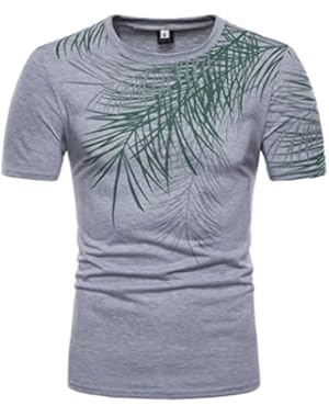 Top Blouse Men's Stripe Print O Neck Pullover Short Sleeve T-Shirt