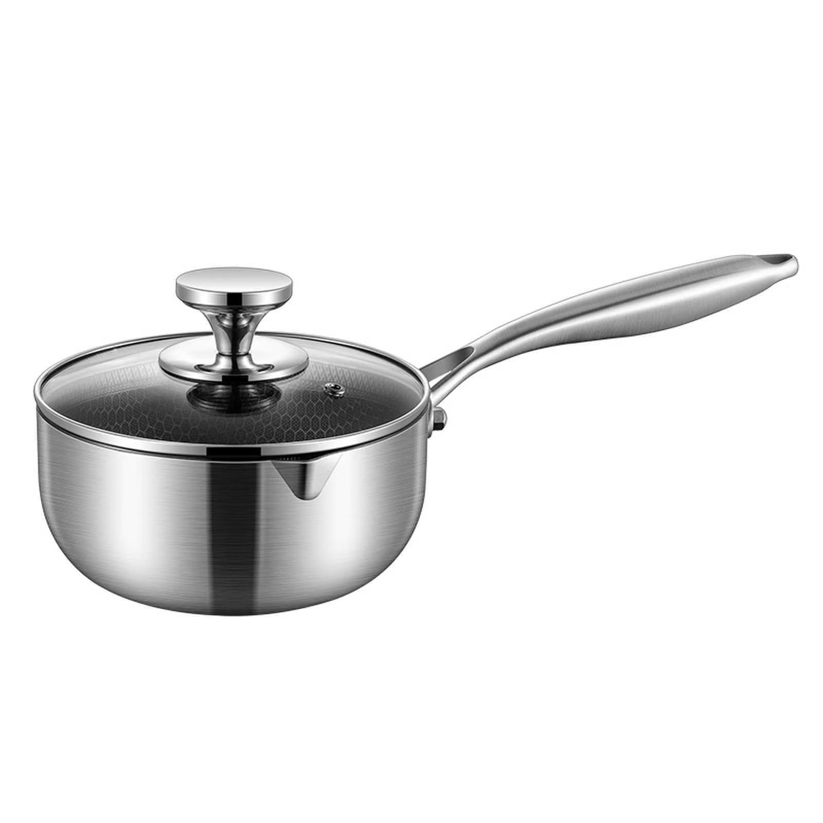 Holstein Housewares 3.5QT Ceramic Non-Stick Saucepan With Lid - Induction Compatible, White & Gold