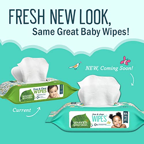 Seventh Generation Baby Wipes Sensitive Protection with Snap Seal Unscented Baby Wipes 64 Count