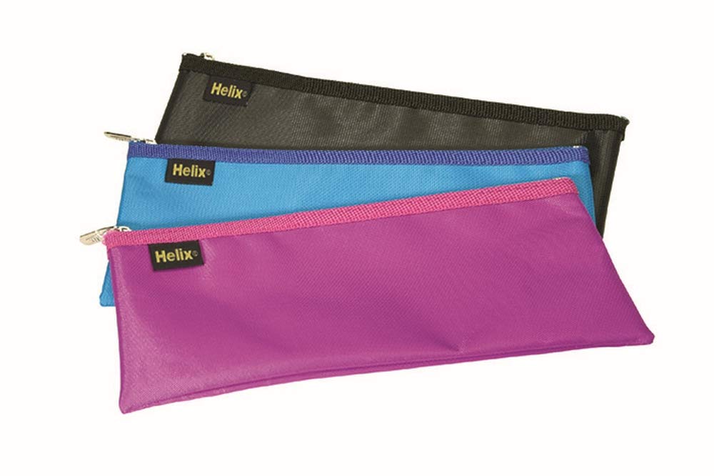 Helix Large 330 x 125mm Nylon Pencil Case - Assorted Colours (Pack of 12)