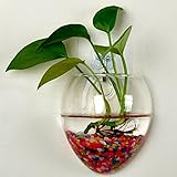 attachmenttou 室内吊り下げ式小さな花瓶 壁掛けガラス水耕フラワープランター クリアフラワーコンテナ ミニフィッシュタンクホームデコレーション 1フック付き