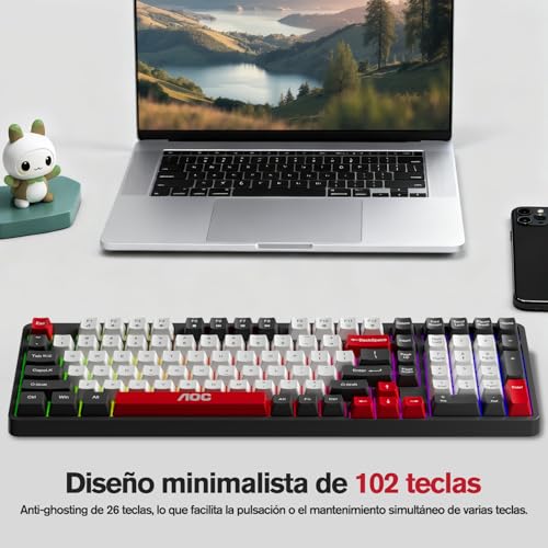 AOC GK116 Teclado com fio, Teclado Membrana Gamer RGB, Compatível com PC e Notebook, Jogo E Escritório