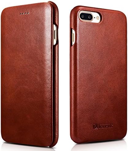 iPhone7 Plus Case,By Jabit Genuine Leather Case, icarercase Handmade Vintage Series Side-Open Ultra Thin Folio Flip Protective Case Cover Protective Cover[Brown]