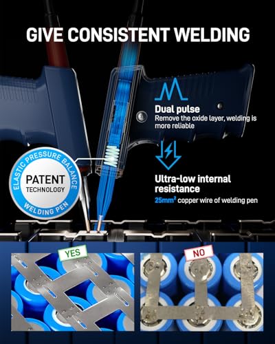 GLITTER 801H Battery Spot Welding Machine, 21000W 3500A, AT/MT Mode, for LiFePO4 Batteries, Aluminum-Nickel Welding with Push Arm and Pedal