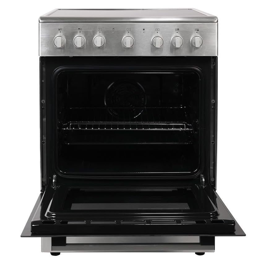 Midea 60x60cm Freestanding Ceramic Cooker with 65L Multifunction Oven, 4 Zones Full Electric Cooking Range Mechanical Timer, Convection Fan, Rotisserie, Sleek Design, Stainless Steel, VC6814