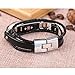 bayite Leather Bands Compatible with Fitbit Alta and Alta HR, Adjustable Metal Clasp Accessory Bracelet, Black Large 6.7