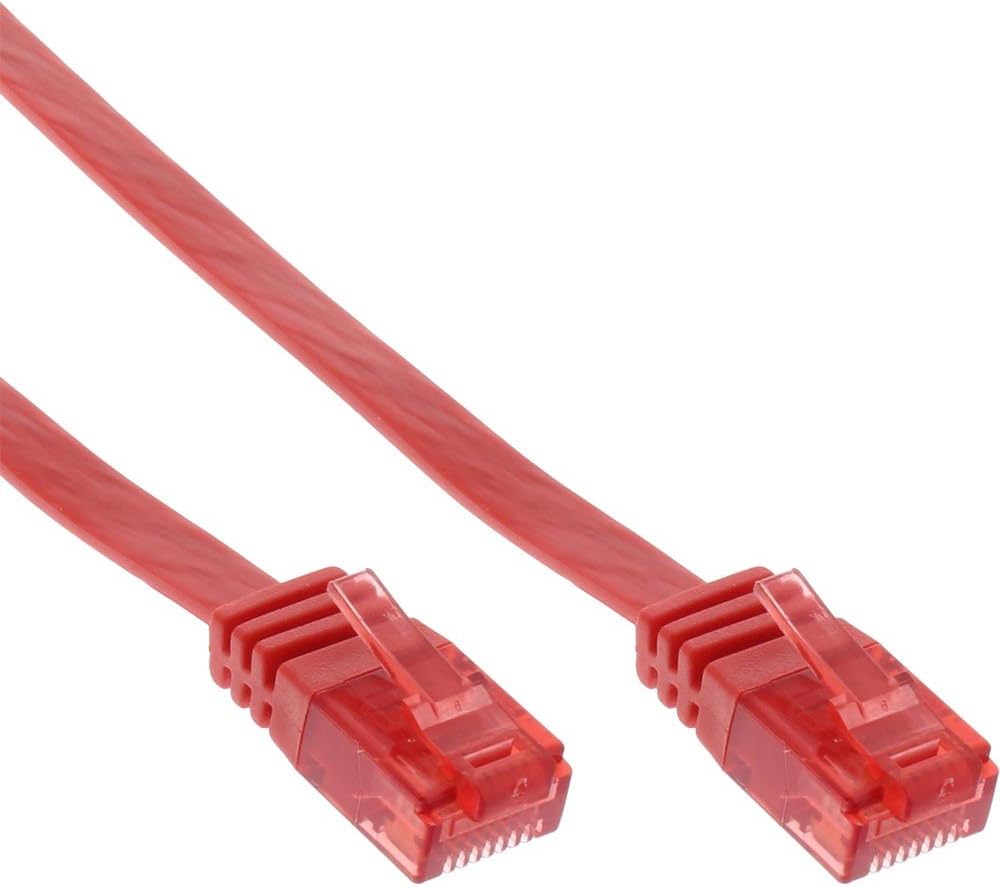 InLine® flat patch cabel, U/UTP, Cat.6, red, 5m