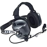 Rugged Radios H41-CF Carbon Fiber Behind The Head Two Way Radio Headset with Volume Control Knob and 3.5mm Input Jack for Music / MP3 Players