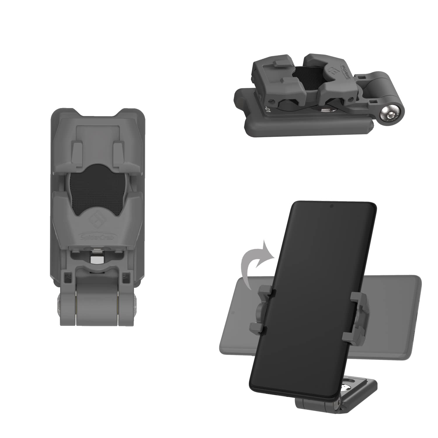 IFOOTAGE Phone Holder for Tripod,Foldable Mount Adapter with Cold Shoe, 38/50 mm Arca-Swiss Plate, Horizontal & Vertical Clip,Grey