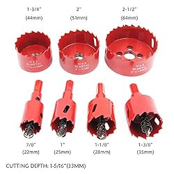 Laiwei Bi-Metal Hole Saw Kit, 7 Pcs 7/8" to