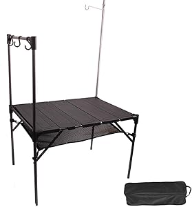 CampLand Camping Table Small Transformers Lightweight Aluminum Folding Table Portable Outdoor Camp Table, with Storage Organizer, Hanger, Hooks for BBQ, Party, Picnic, Hiking, Garden (One Pack)