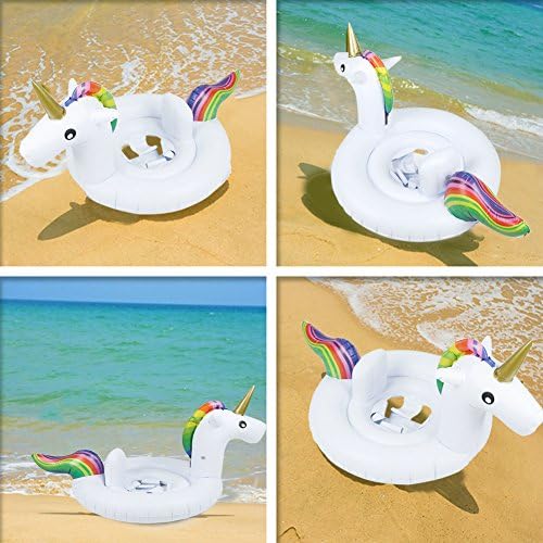 WLCN Inflatable Baby Unicorn Swimming Ring Pool Float Raft Seat Boat PVC Material Summer Outdoor Sports Perfect Pool Beach Party Water Recreation Toys (White Unicorn Baby)