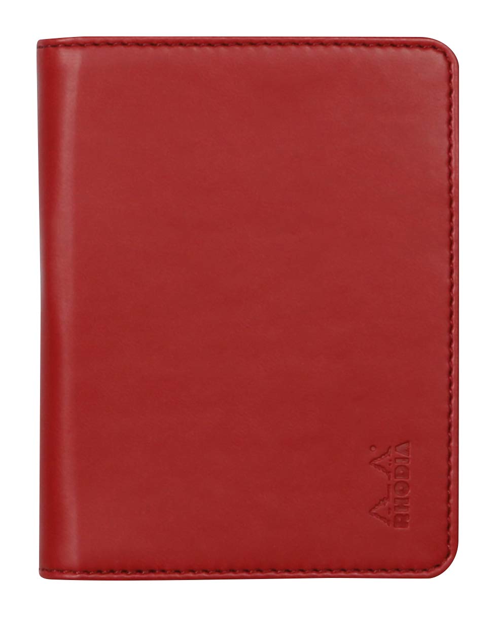 RHODIA 211007C - Notebook and Document Holder Rhodiarama N°11 Poppy - for Notepads or A7 Size Notebooks (7.4 x 10.5 cm) - Premium Italian Faux Leather