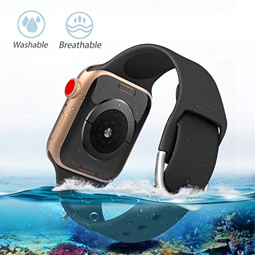 QUICATCH Compatible with iWatch Series 1/2/3/4 42/44MM Replacement Watch Band Sports Soft Silicone Wristband Strap Small Size(Black)