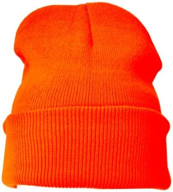 Neon Orange Warm Winter Unisex Beanie Hat